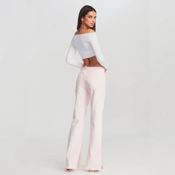 SER.O.YA Sia Distressed Slit Leg Jeans | Bleach Pink | Size 24 | NWT - Picture 5 of 9